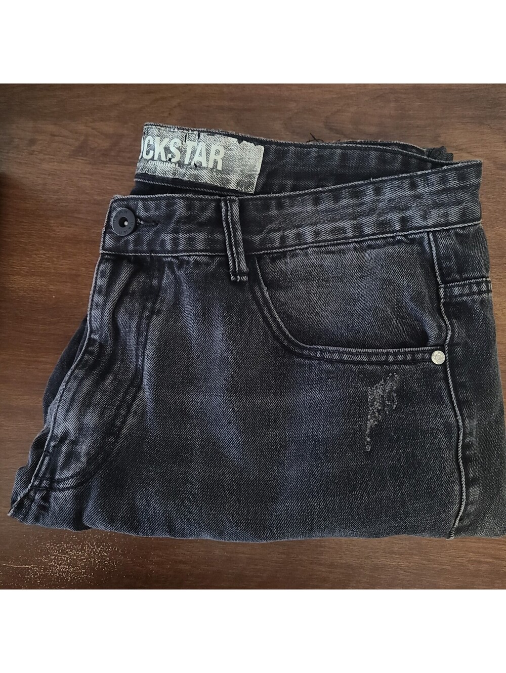 Rockstar Destroyed Distressed Black Denim Jeans Mens 38x34